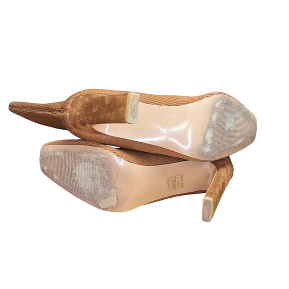 Cuccoo Slip On Stretch Square Toe 4” Heel Camel Color Sock Boots Size 9 1/2 - Picture 7 of 8